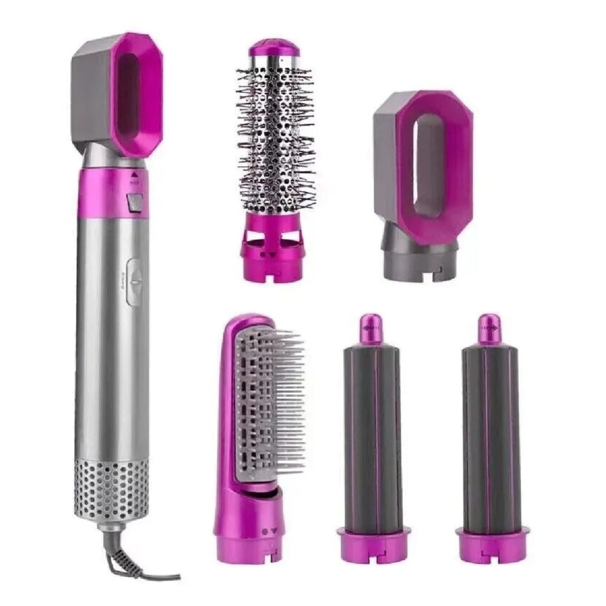 5 In 1 Hair Styler Brush | Hair Dryer, Straightener, Curler & Volumizer | Negative Ionic Air Wrap With Detachable Brush Heads