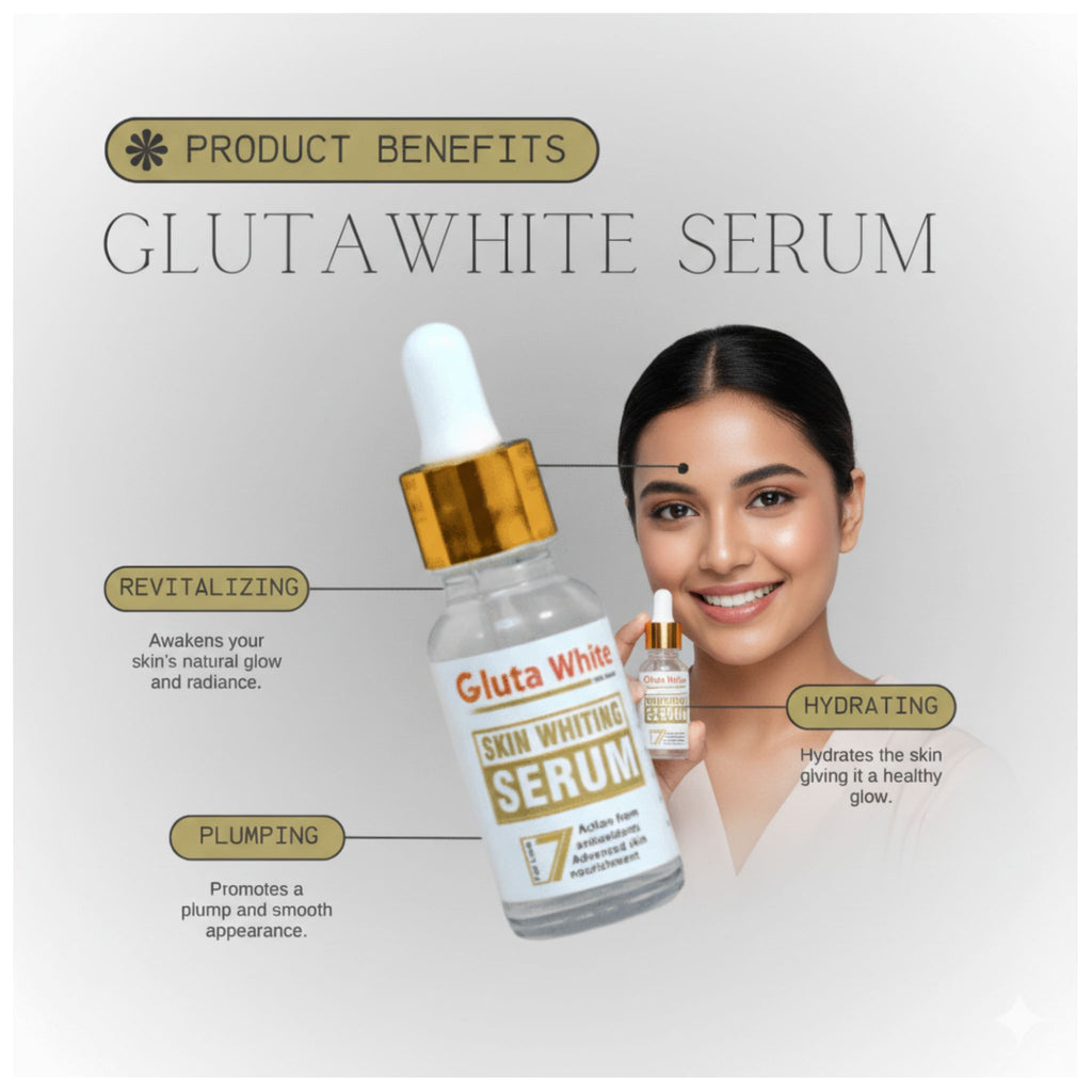 Gluta White Brightening Face Serum – Glutathione Formula for Radiant, Hydrated & Youthful Skin (30ml)