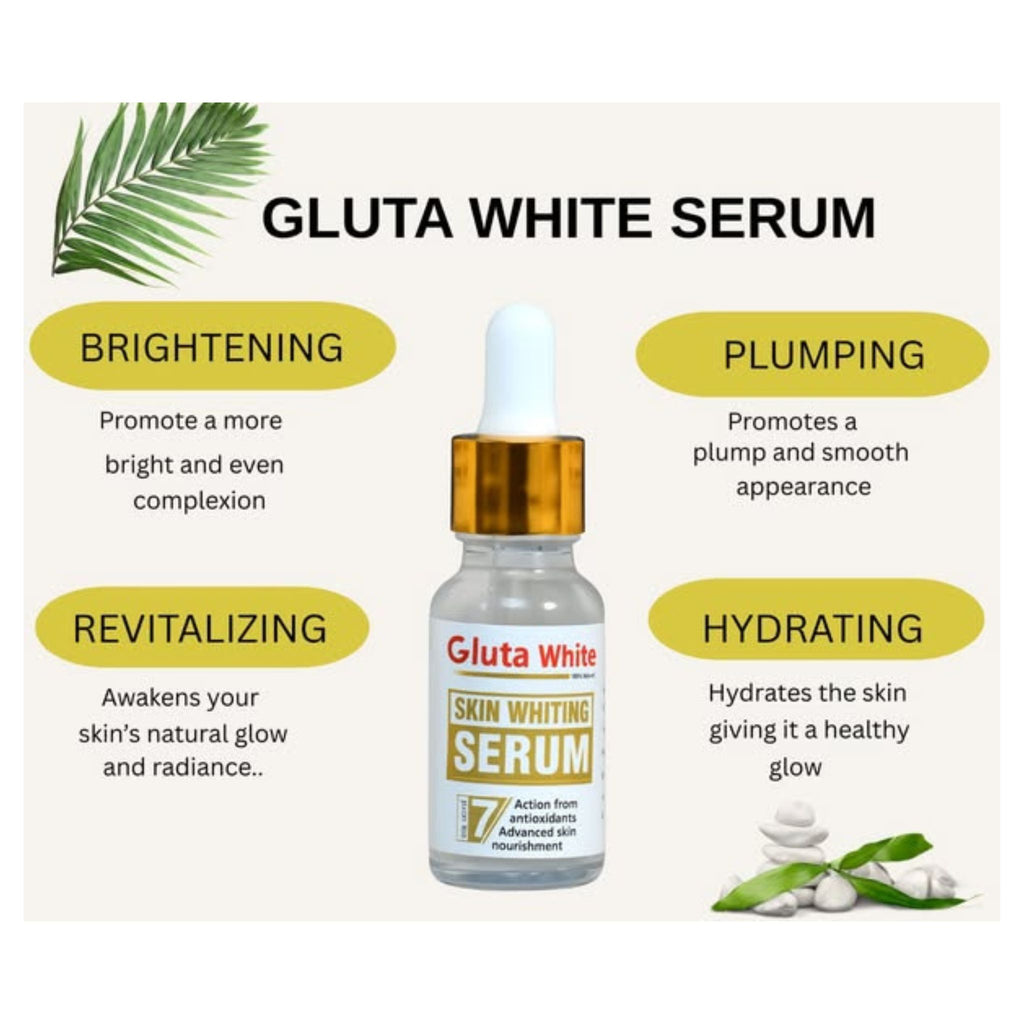 Gluta White Brightening Face Serum – Glutathione Formula for Radiant, Hydrated & Youthful Skin (30ml)