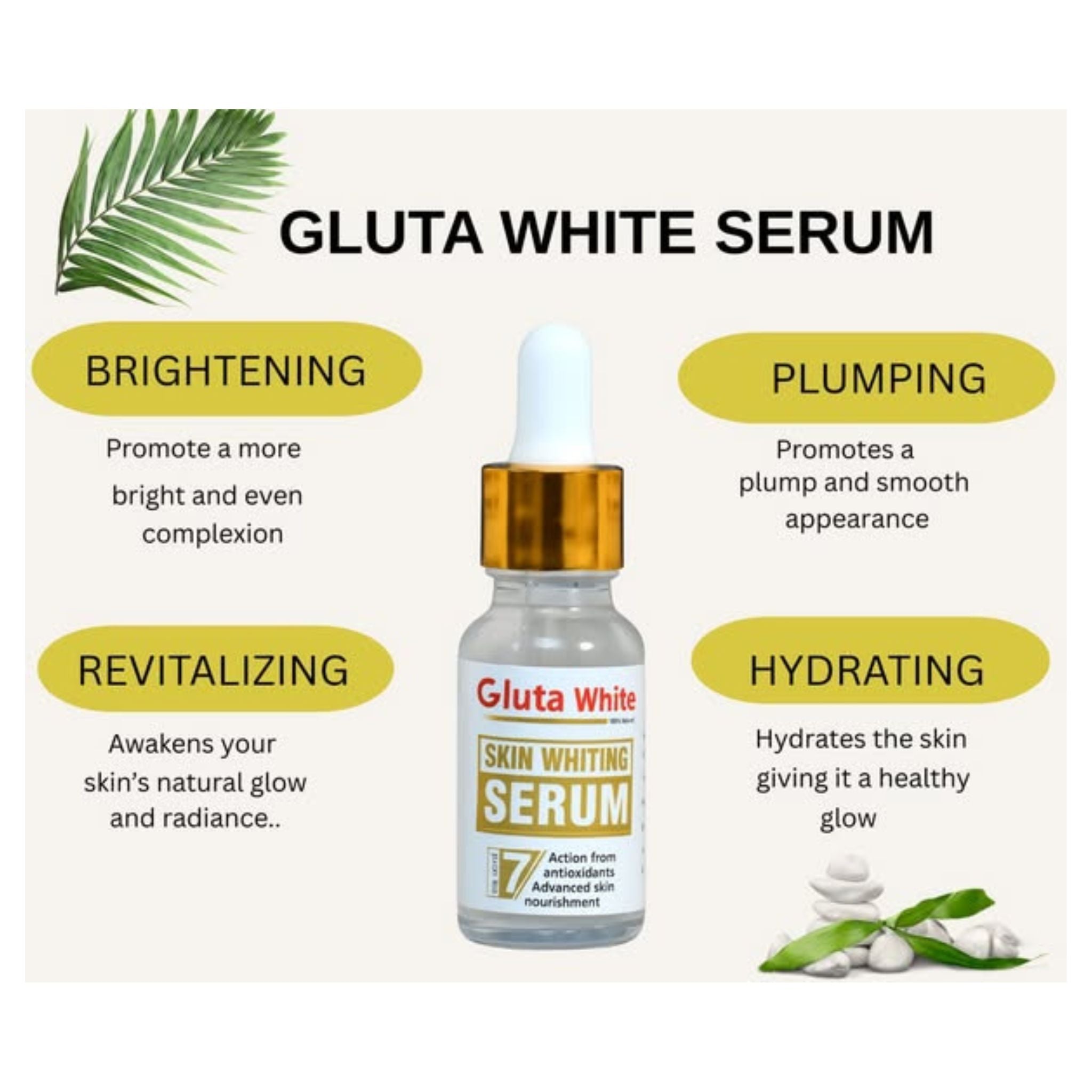 Gluta White Brightening Face Serum – Glutathione Formula for Radiant, Hydrated & Youthful Skin (30ml)