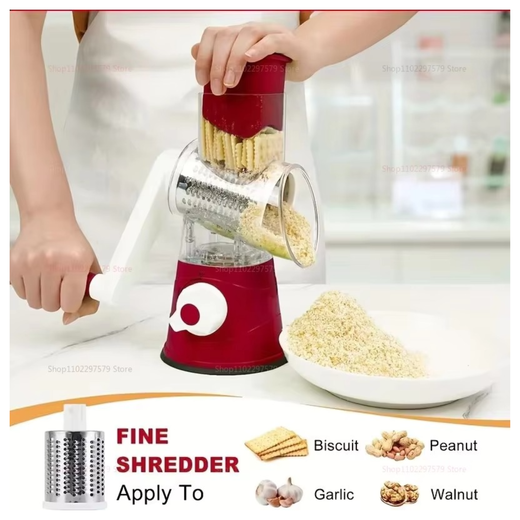 TableTop Drum Grater – Manual Vegetable Cutter, Slicer & Grater | Multi-Functional 3-in-1 Kitchen Gadget for Effortless Food Prep (Random color)